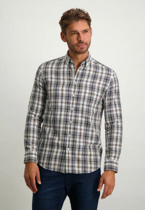 Checked-shirt-with-button-down-collar---white/grey-blue