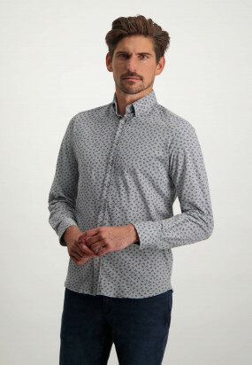 Jersey-overhemd-met-een-all-over-print---zilvergrijs/donkerblauw