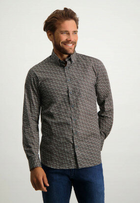 Button-down-overhemd-met-borstzak---donkerblauw/brique