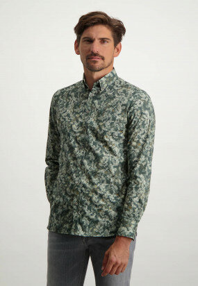 Cotton-shirt-with-button-down---moss-green/silvergrey