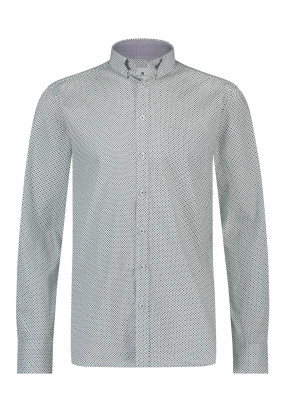 Katoenen-overhemd-met-button-down---wit/donkerblauw