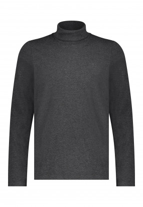 Polo-neck-long-sleeve-top-of-BCI-cotton---dark-anthracite-plain