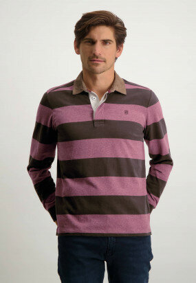 Striped-rugbyshirt-in-BCI-cotton---fuchsia/mole-grey