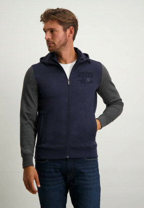 Hooded-double-faced-sweat-cardigan---midnight/charcoal