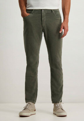 Stretch-trousers-with-regular-fit---dark-green-plain