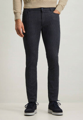 Stretch-trousers-with-digital-print---dark-blue/silvergrey
