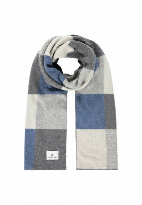 Dubbelgebreide-sjaal-met-ruitmotief---grijsblauw/middengrijs