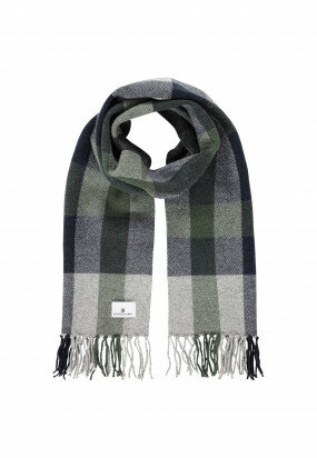 Checked-scarf-with-brand-logo---moss-green/midnight