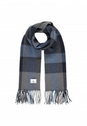 Checked-scarf-with-brand-logo---grey-blue/midnight