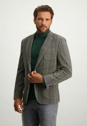 Modern-fit-blazer-with-2-button-closure---silver-grey/moss-green