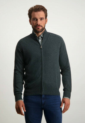 Regular-fit-cardigan-with-saddle-sleeves---dark-green/moss-green