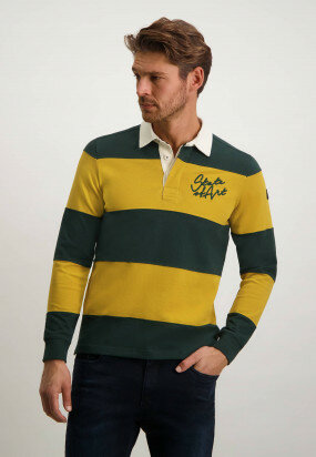 Rugbyshirt-with-stripe-pattern---moss-green/sulphur