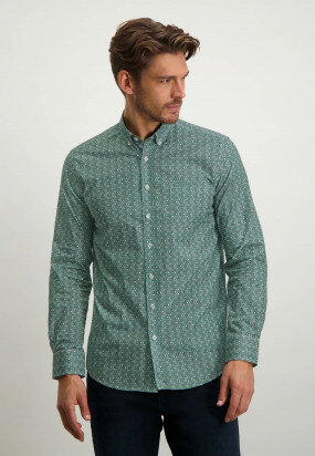 Button-down-shirt-with-retro-print---azure/white