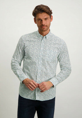 Overhemd-met-regular-fit-en-button-down---wit/azuurblauw