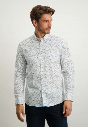 Regular-fit-overhemd-met-een-all-over-print---wit/azuurblauw