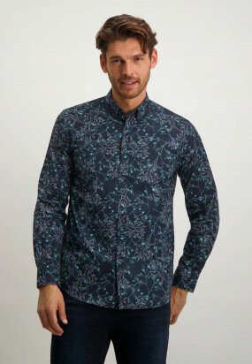 Button-down-shirt-with-all-over-print---midnight/emerald-green