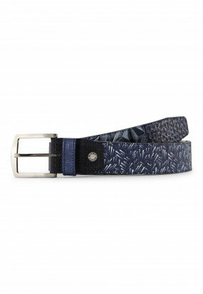 Belt-made-of-exotic-leather-pieces---dark-blue-plain