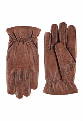 Gloves-made-of-leather---brown-plain