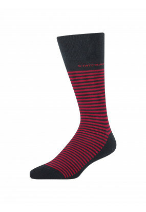 Gestreepte-sokken-van-een-katoenmix---donkerblauw/rood