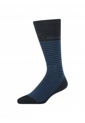 Gestreepte-sokken-van-een-katoenmix---donkerblauw/kobalt