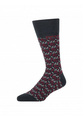 Socks-with-a-jacquard-pattern---dark-blue/red