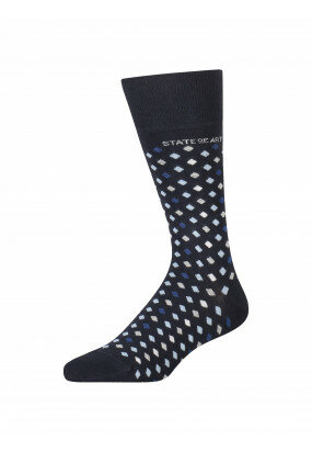 Jacquard-sokken-met-een-ruitpatroon---donkerblauw/zilvergrijs