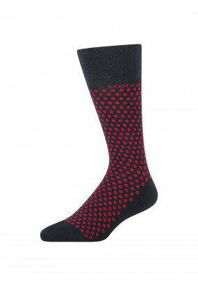 Jacquard-sokken-met-een-stippenpatroon---donkerblauw/rood