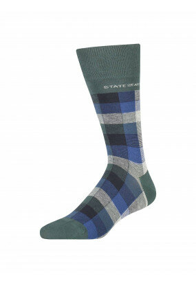 Socks-with-a-checked-pattern---dark-green/midnight