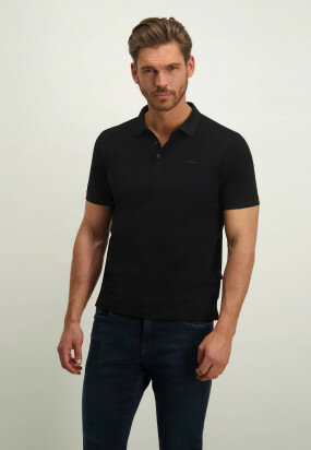 ESSENTIALS-polo-shirt-in-mercerised-cotton---black-plain
