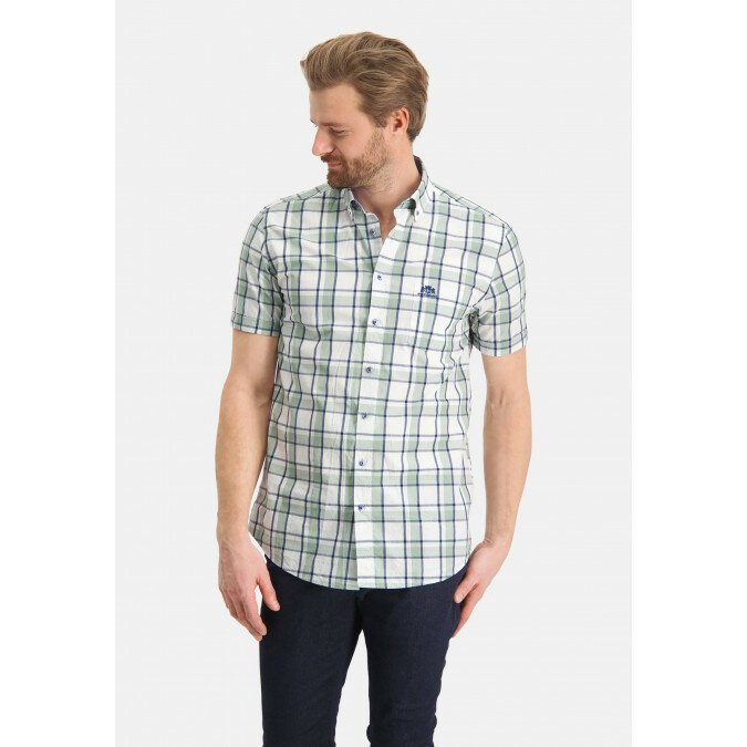 Shirt-made-of-100%-cotton---emerald-green/cobalt