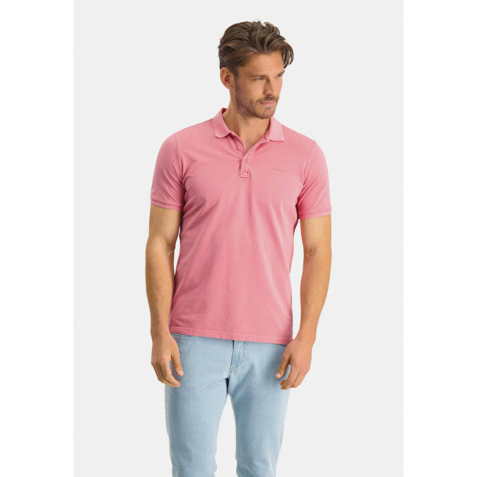 Polo-pique-with-regular-fit---pink-plain