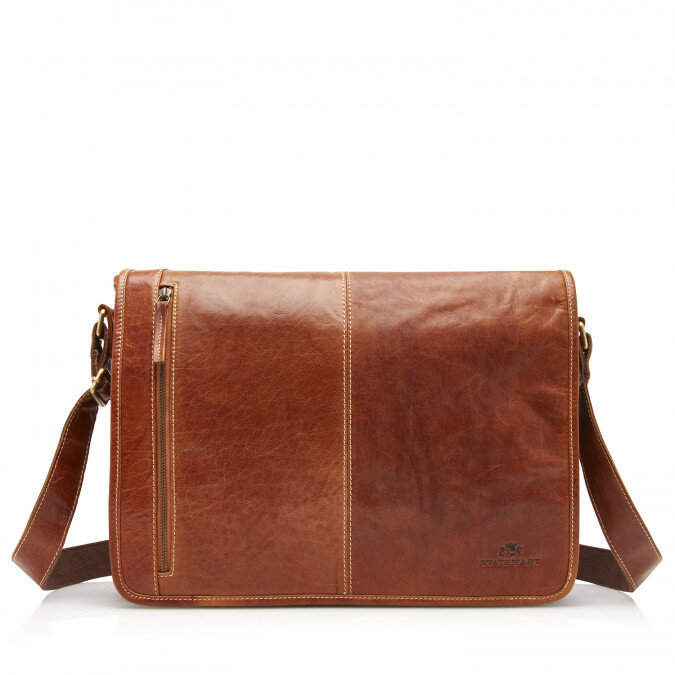 Messenger-Bag-of-Buffalo-Leather---cognac-plain