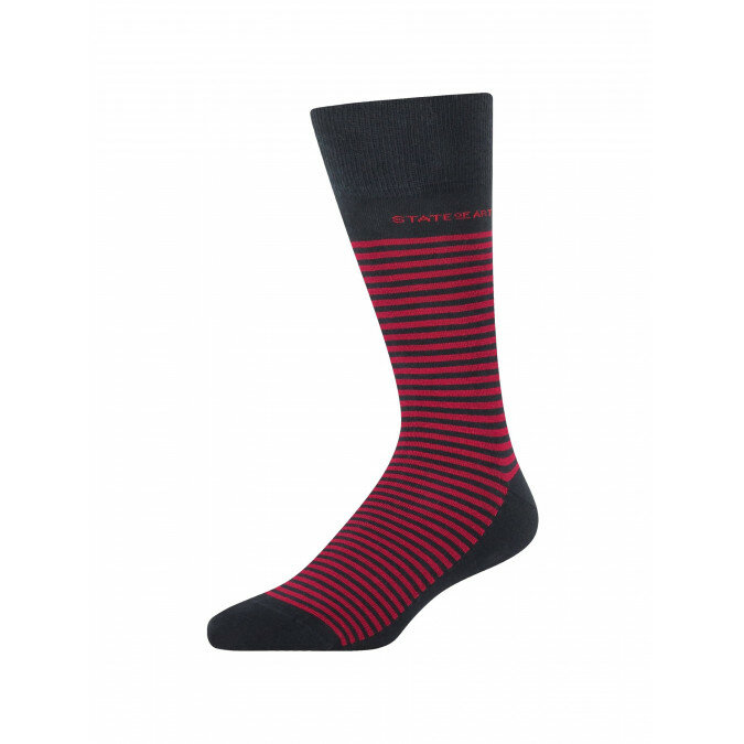 Striped-socks-made-of-blended-cotton---dark-blue/red
