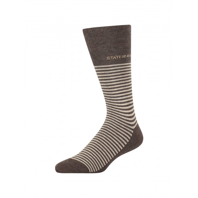 Striped-socks-made-of-blended-cotton---dark-brown/cream