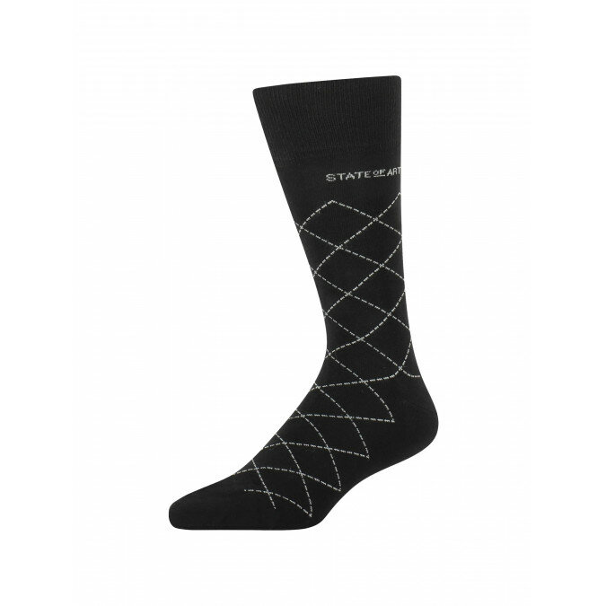 Socks-with-a-checked-pattern---black/silver-grey