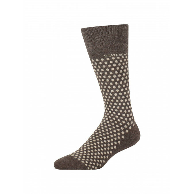 Socks-jacquard-with-a-dot-print---dark-brown/cream