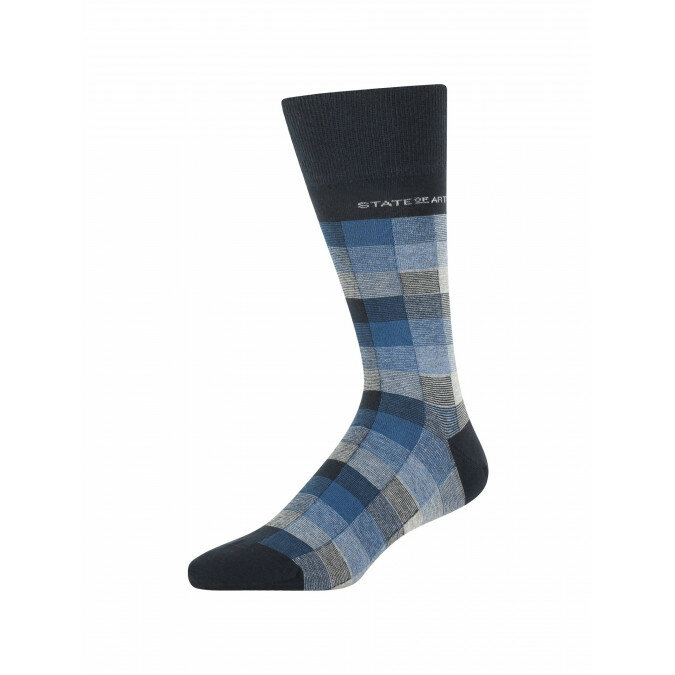 Socks-with-a-checked-pattern---midnight/cobalt
