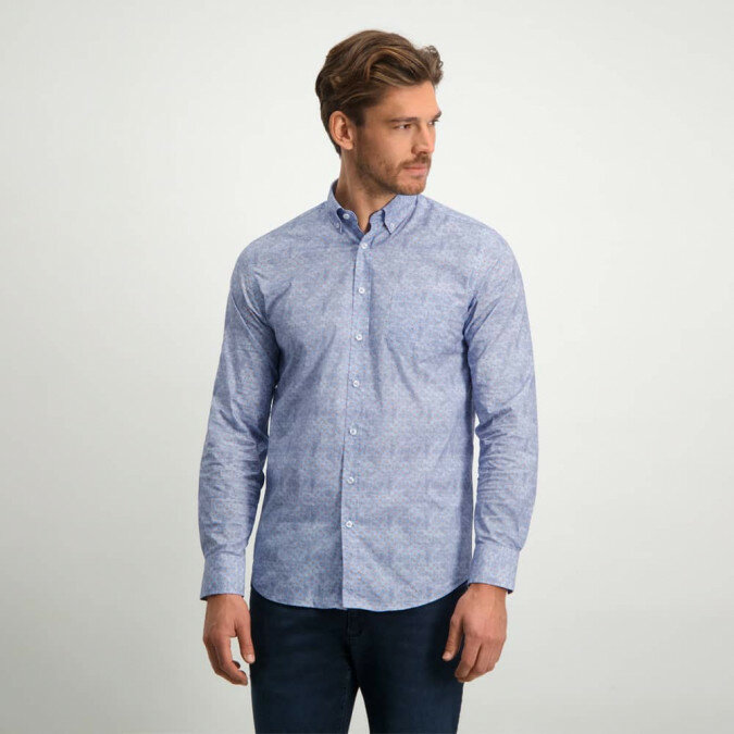 Button-down-overhemd-met-een-all-over-print---grijsblauw/brique