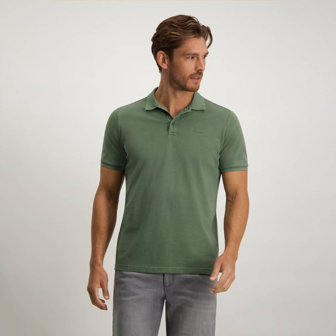 Cotton-polo-in-regular-fit---jade-plain
