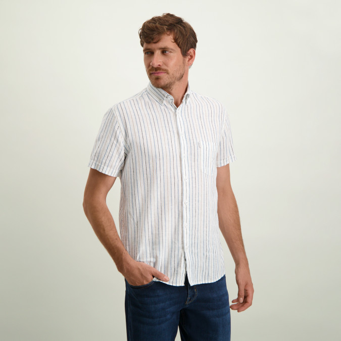 Striped-linen-blend-shirt